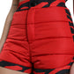 Red Nylon Quilted High Waist Hot Pants Shorts
