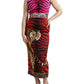 Multicolor Tiger Leopard Sheath Midi  Dress