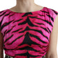 Multicolor Tiger Leopard Sheath Midi  Dress