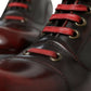 Black Red Leather Lace Up Ankle Boots Shoes