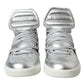 Silver Leather Benelux High Top Sneakers Shoes