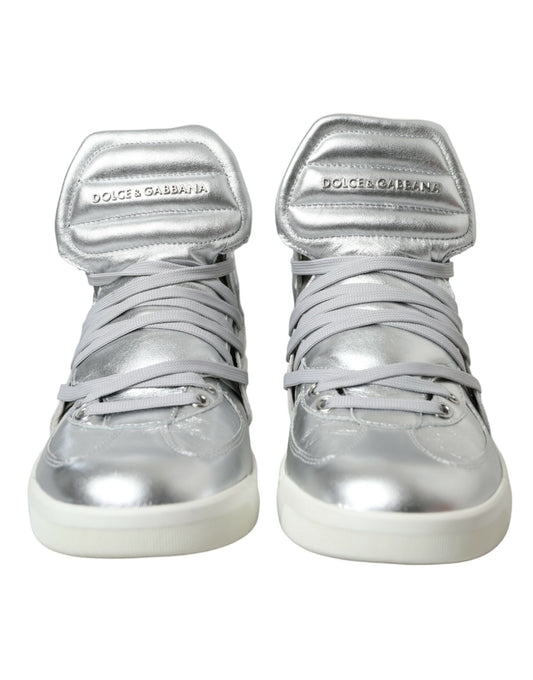 Silver Leather Benelux High Top Sneakers Shoes