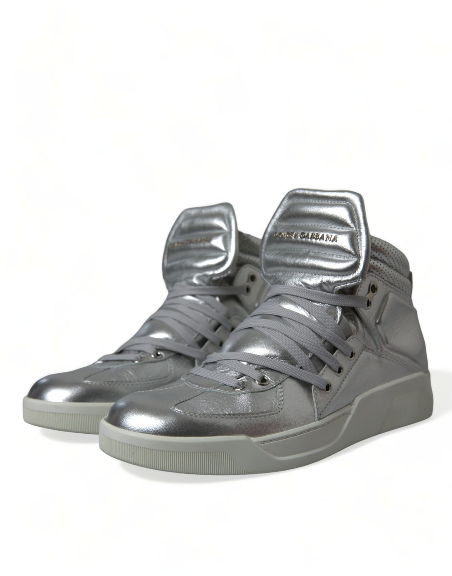 Silver Leather Benelux High Top Sneakers Shoes