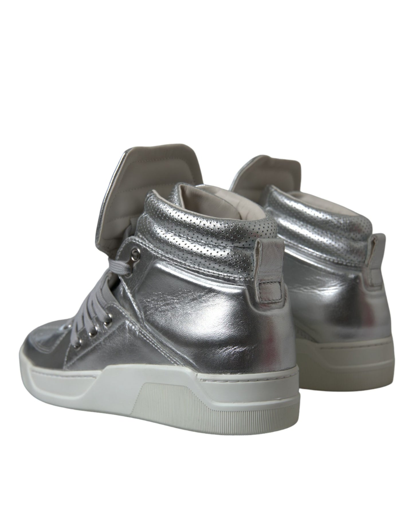 Silver Leather Benelux High Top Sneakers Shoes