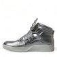 Silver Leather Benelux High Top Sneakers Shoes