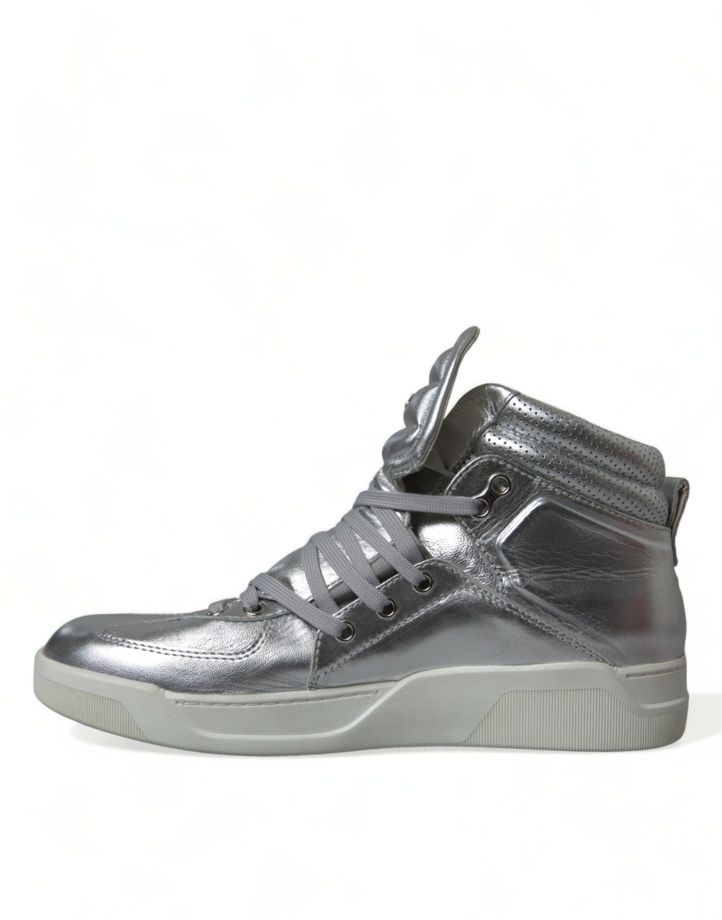 Silver Leather Benelux High Top Sneakers Shoes