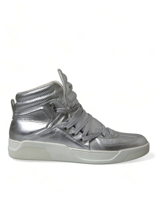 Silver Leather Benelux High Top Sneakers Shoes