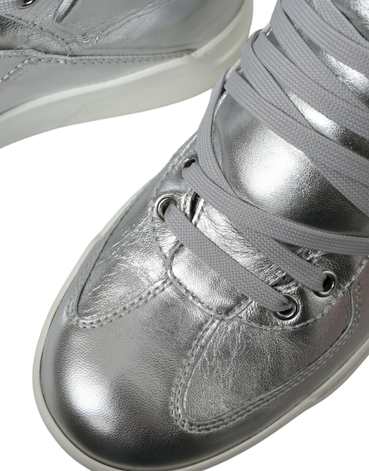 Silver Leather Benelux High Top Sneakers Shoes