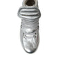 Silver Leather Benelux High Top Sneakers Shoes