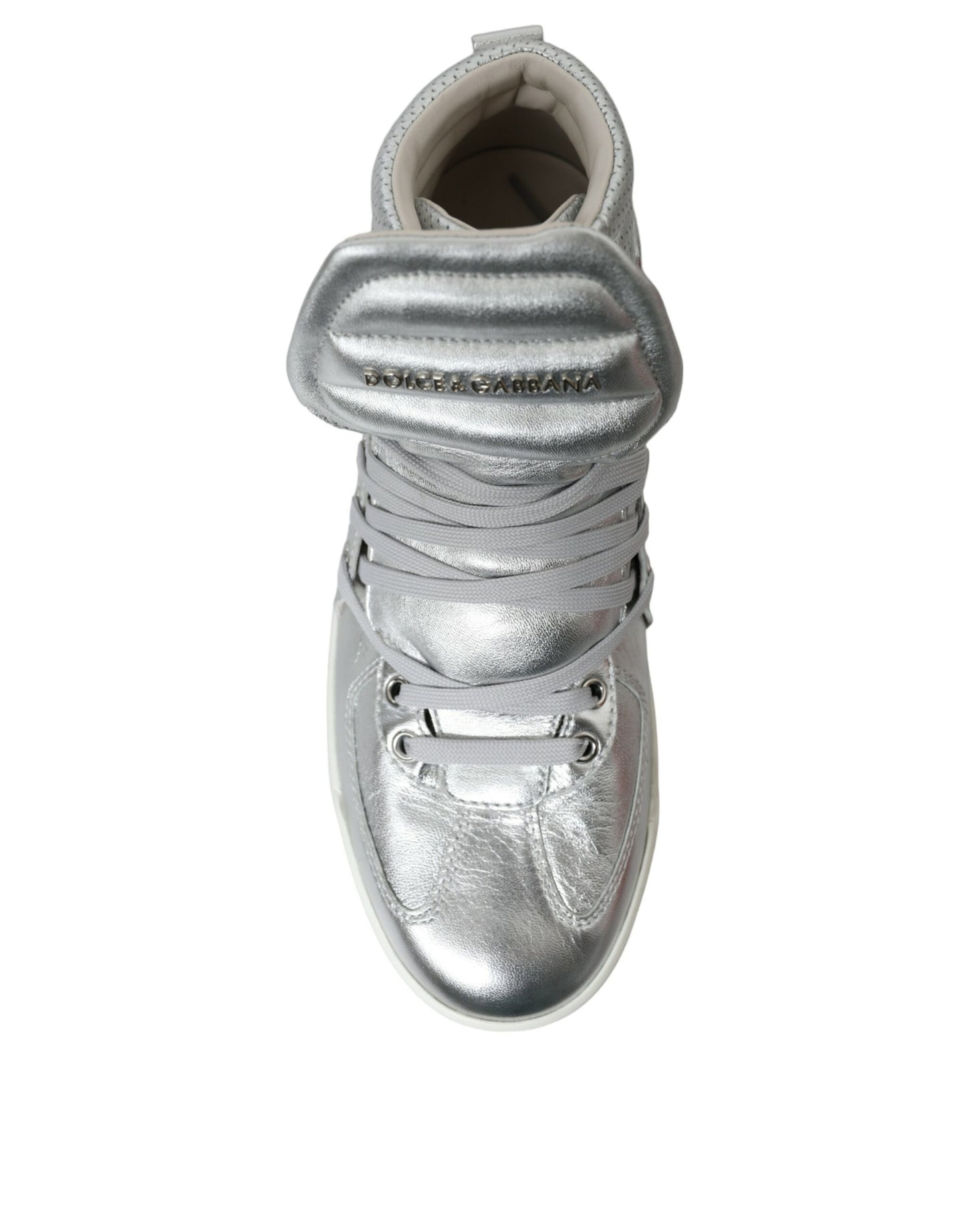 Silver Leather Benelux High Top Sneakers Shoes