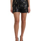 Black Embellished High Waist Hot Pants Shorts