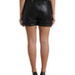 Black Embellished High Waist Hot Pants Shorts