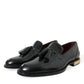 Black Brushed Calfskin Loafers Dress Shoes