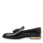 Black Brushed Calfskin Loafers Dress Shoes