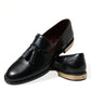 Black Brushed Calfskin Loafers Dress Shoes
