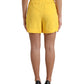 Yellow Viscose High Waist Bermuda Shorts
