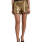 Metallic Gold Shirred High Waist Hot Pants Shorts