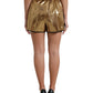 Metallic Gold Shirred High Waist Hot Pants Shorts