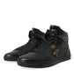 Black Crown Bee logo Mid Top Portofino Sneakers Shoes