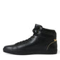 Black Crown Bee logo Mid Top Portofino Sneakers Shoes