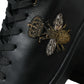 Black Crown Bee logo Mid Top Portofino Sneakers Shoes