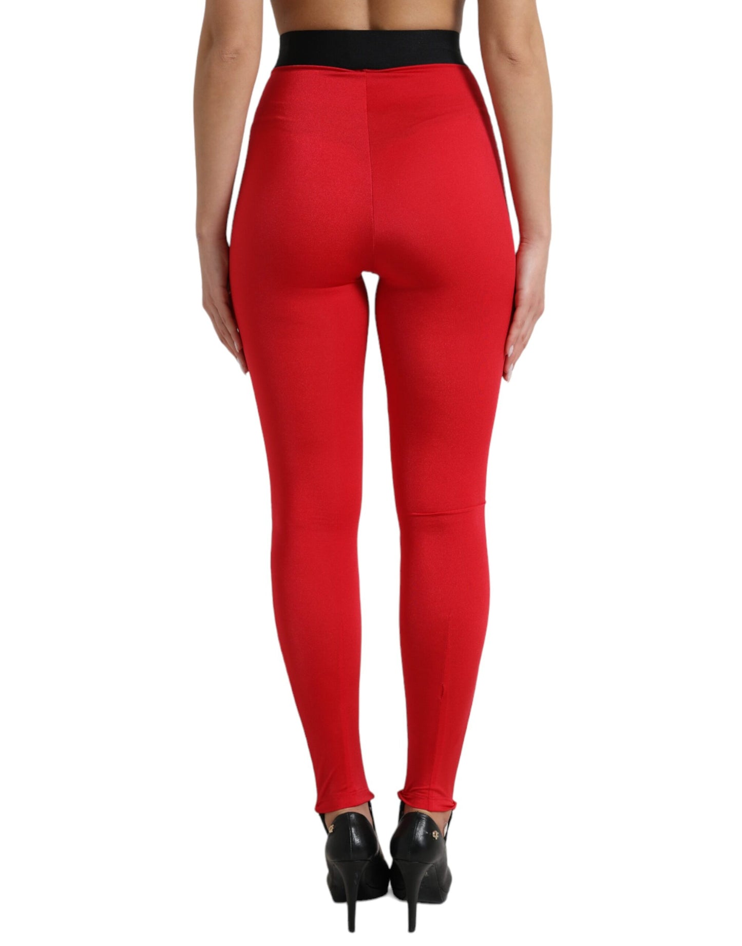 Red Nylon DG Logo Slim Leggings Pants