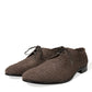 Brown Raffia Lace Up Derby Dress Shoes