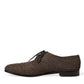 Brown Raffia Lace Up Derby Dress Shoes