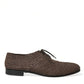 Brown Raffia Lace Up Derby Dress Shoes