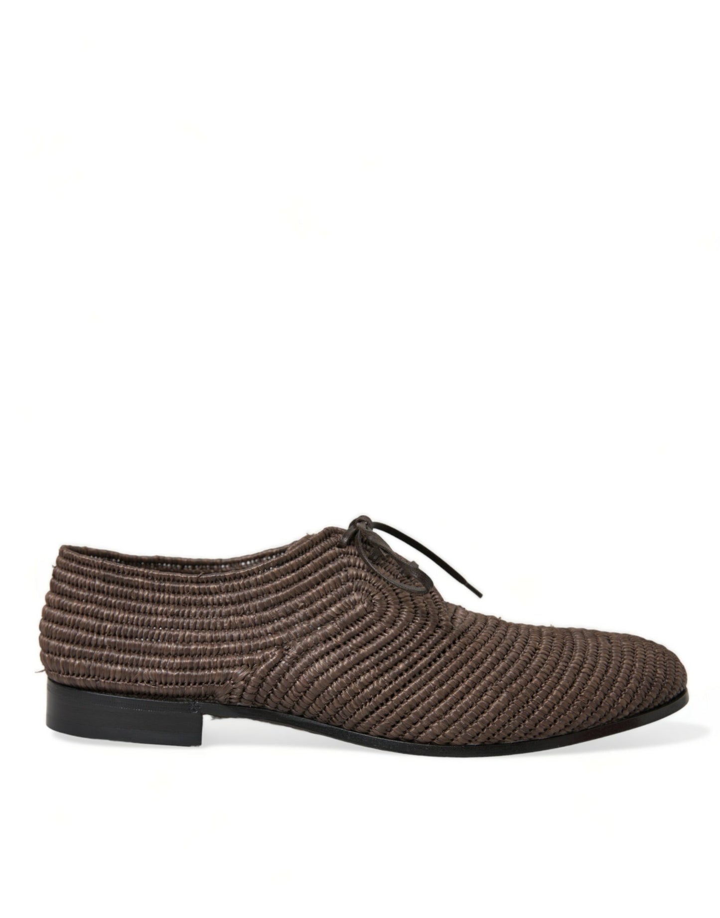 Brown Raffia Lace Up Derby Dress Shoes