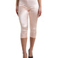 Pink Satin Silk Tights Cropped Pants