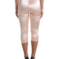 Pink Satin Silk Tights Cropped Pants