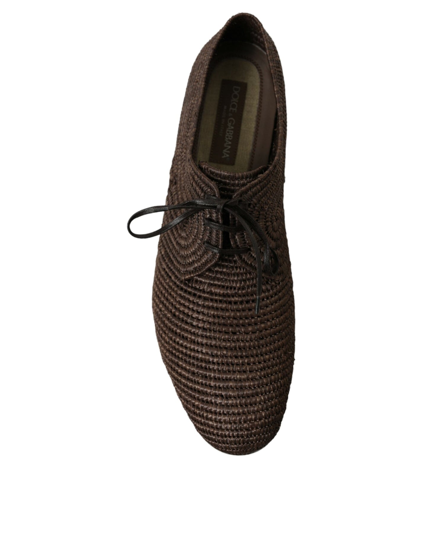 Brown Raffia Lace Up Derby Dress Shoes