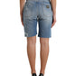 Blue Tattered Embellished Bermuda Shorts