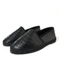 Black Exotic Leather Espadrilles Slip On Shoes