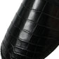Black Exotic Leather Espadrilles Slip On Shoes