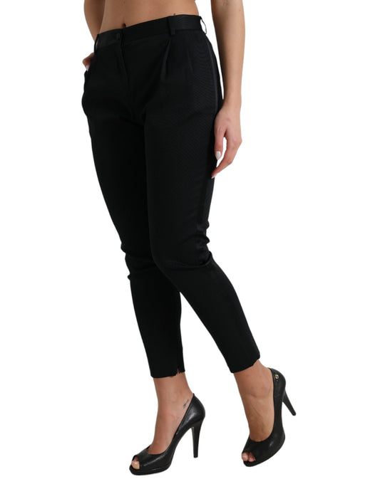 Black Mid Waist Skinny Cropped Pants