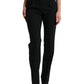 Black Wool Mid Waist Tapered Pants