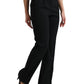 Black Wool Mid Waist Tapered Pants