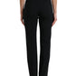 Black Wool Mid Waist Tapered Pants