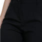 Black Wool Mid Waist Tapered Pants