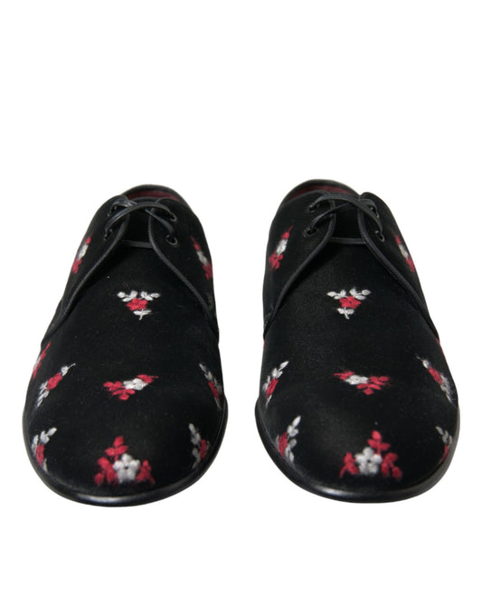 Black Floral Velvet Formal Dress Shoes