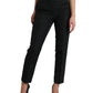 Black Polyester High Waist Tapered Pants