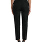 Black Polyester High Waist Tapered Pants
