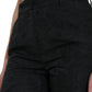 Black Polyester High Waist Tapered Pants