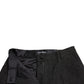 Black Polyester High Waist Tapered Pants