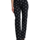 Blue Cotton DG Logo High Waist Straight Jeans