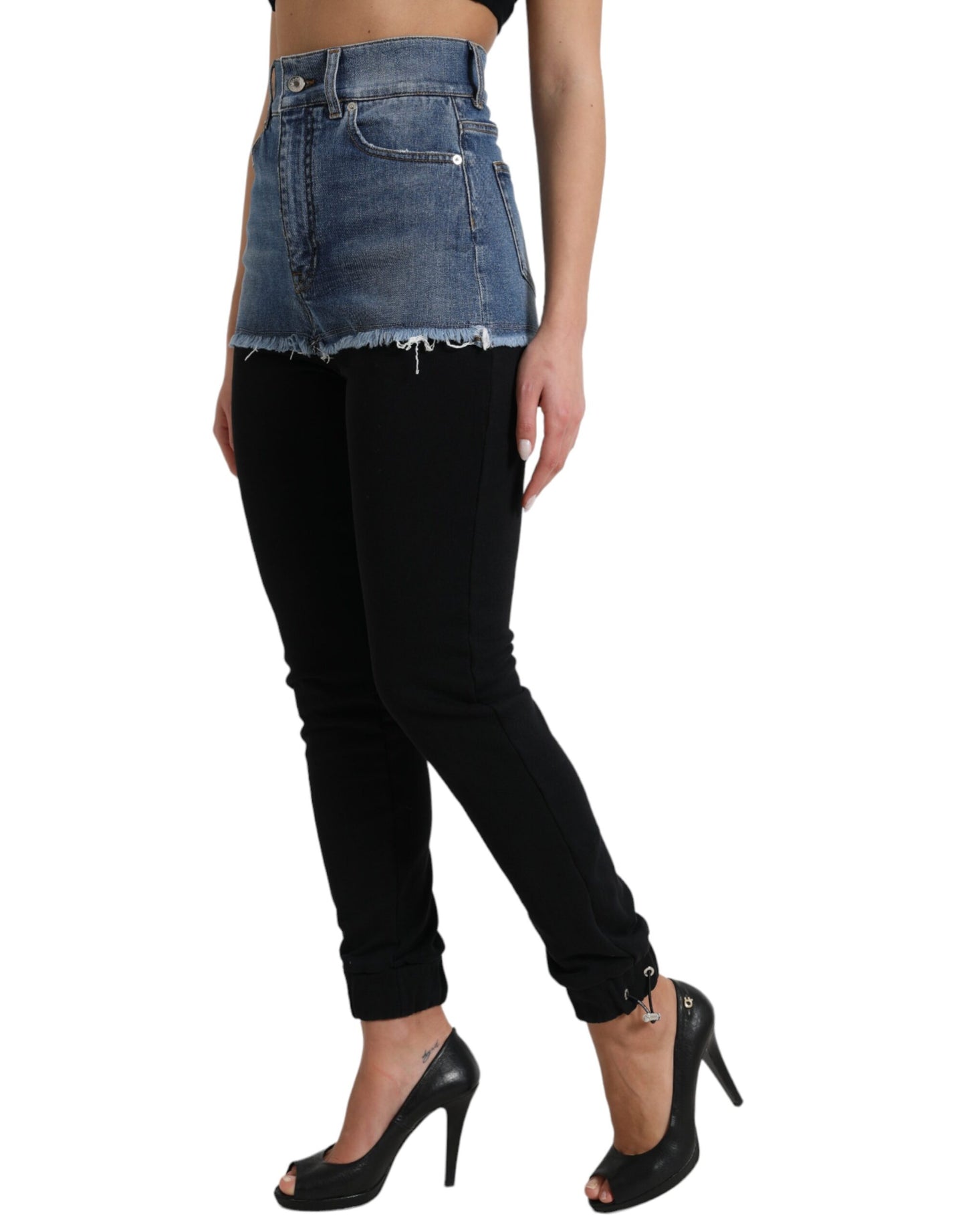 Black Blue Cotton High Waist PRETTY Denim Pants