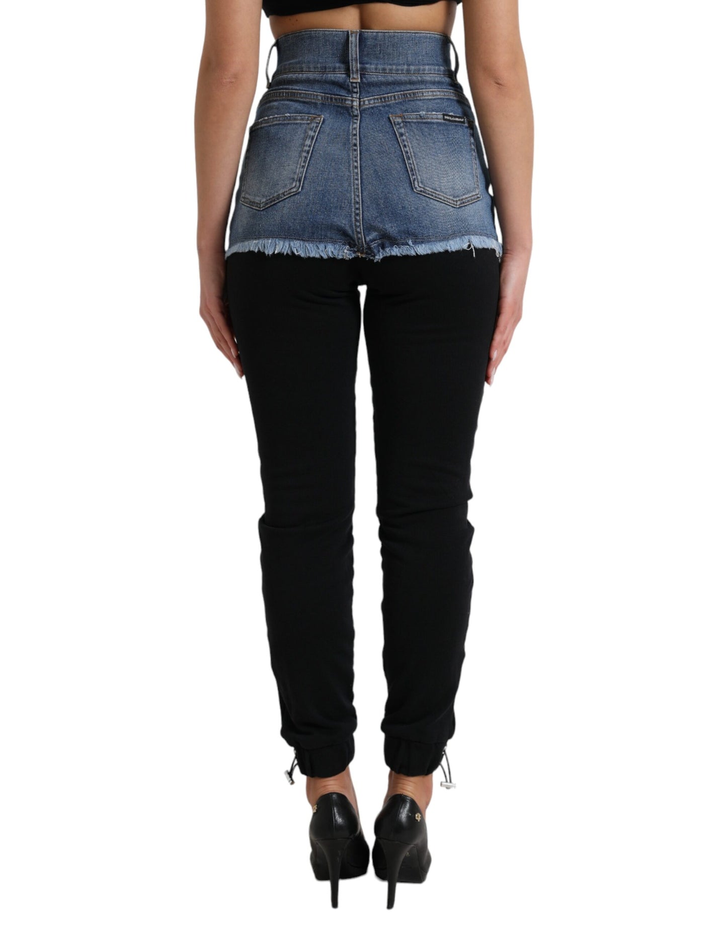 Black Blue Cotton High Waist PRETTY Denim Pants