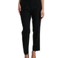 Black Wool High Waist Straight Pants